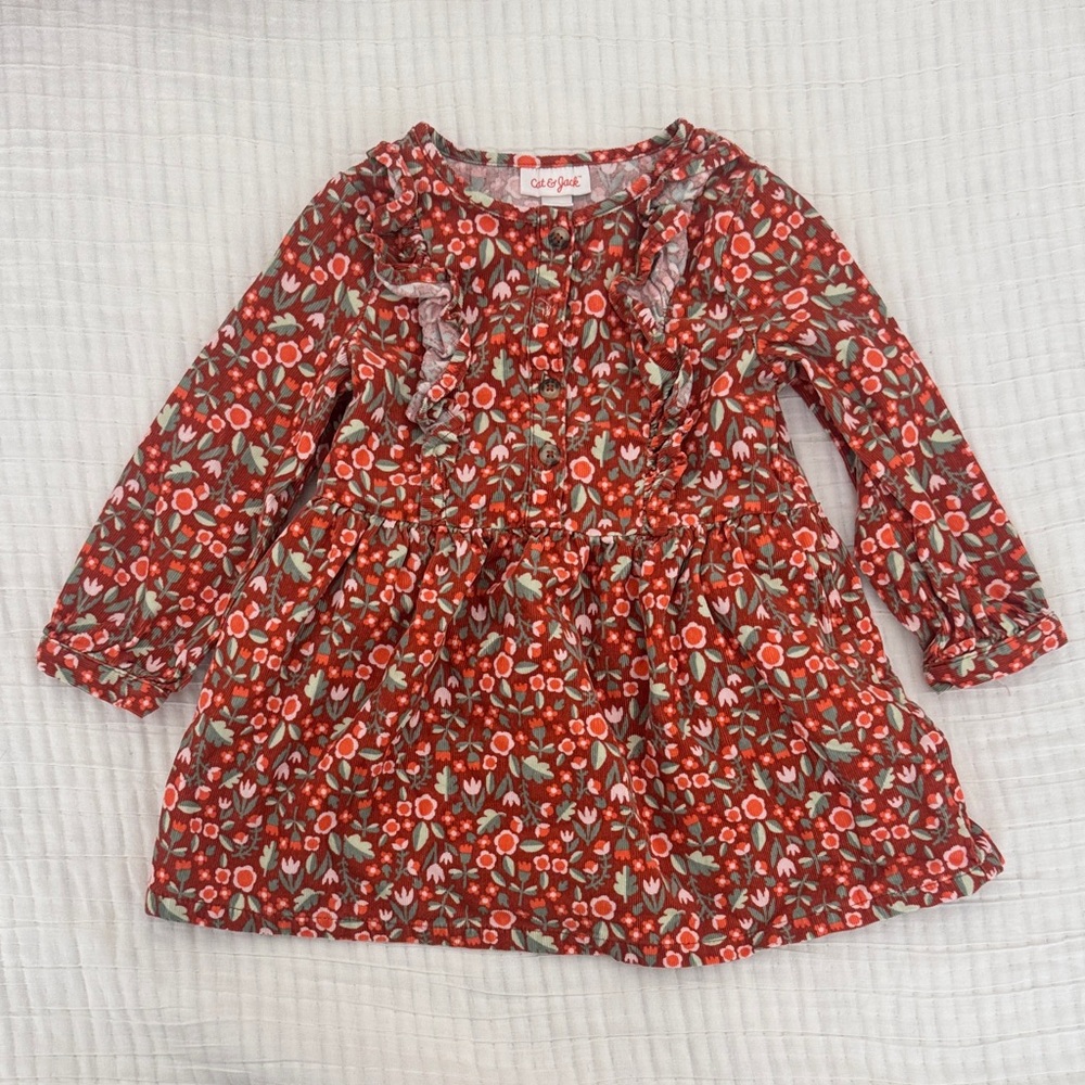 Cat & Jack Red and Green Floral Dress